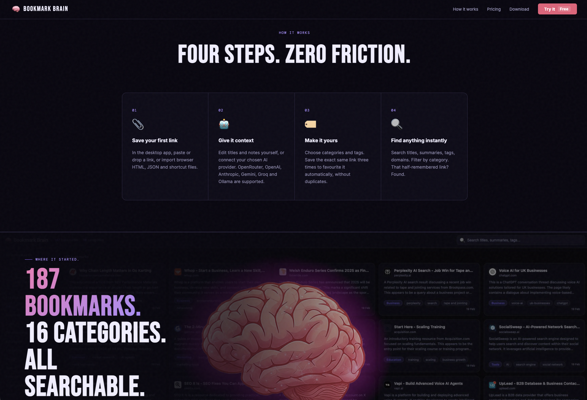 bookmarkbrain.co website screenshot