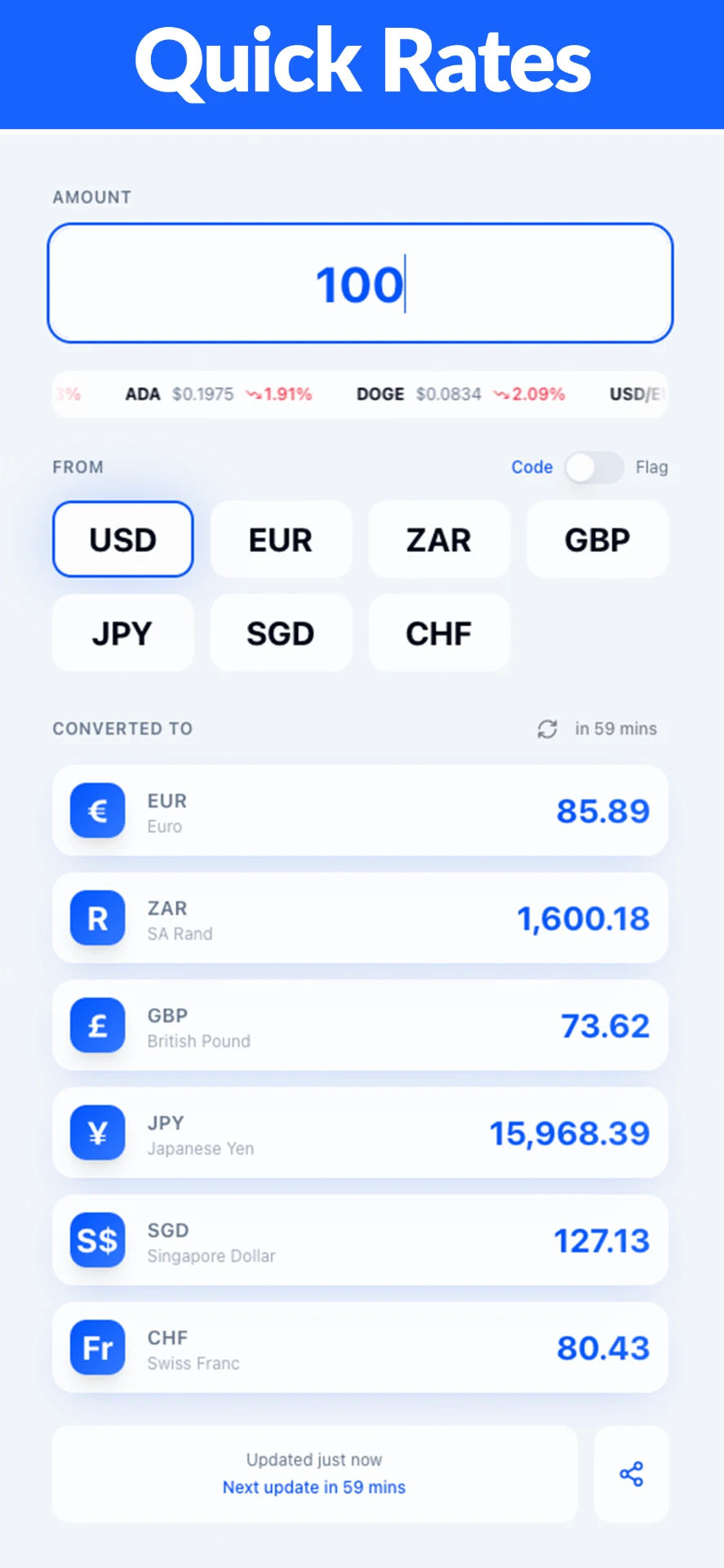 QuickRates app screenshot