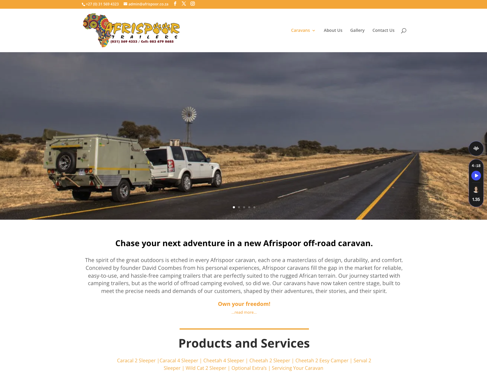 afrispoor.co.za website screenshot