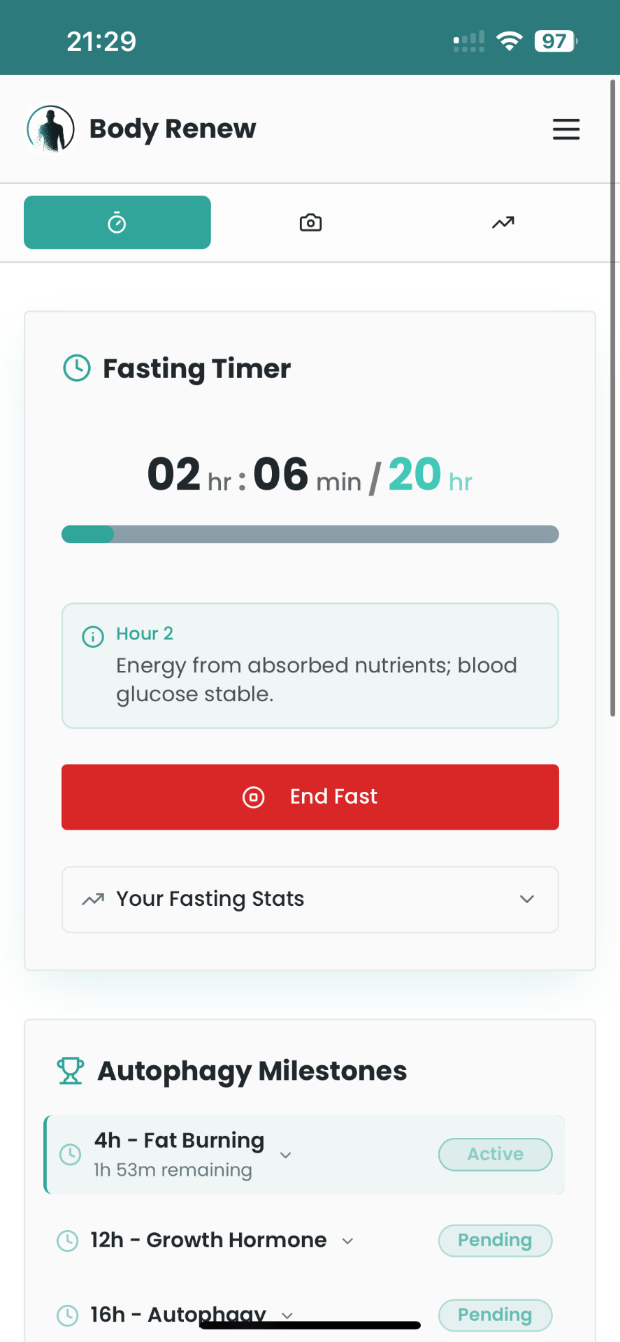 Body Renew app screenshot