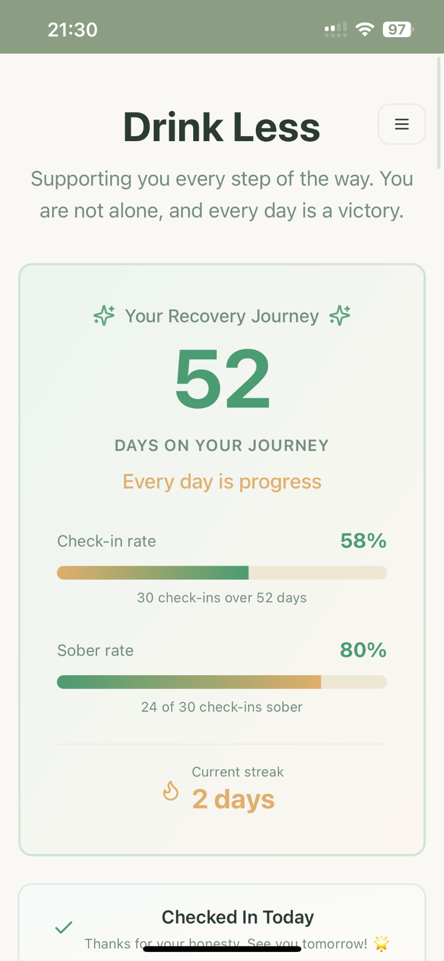 Drinkless app screenshot
