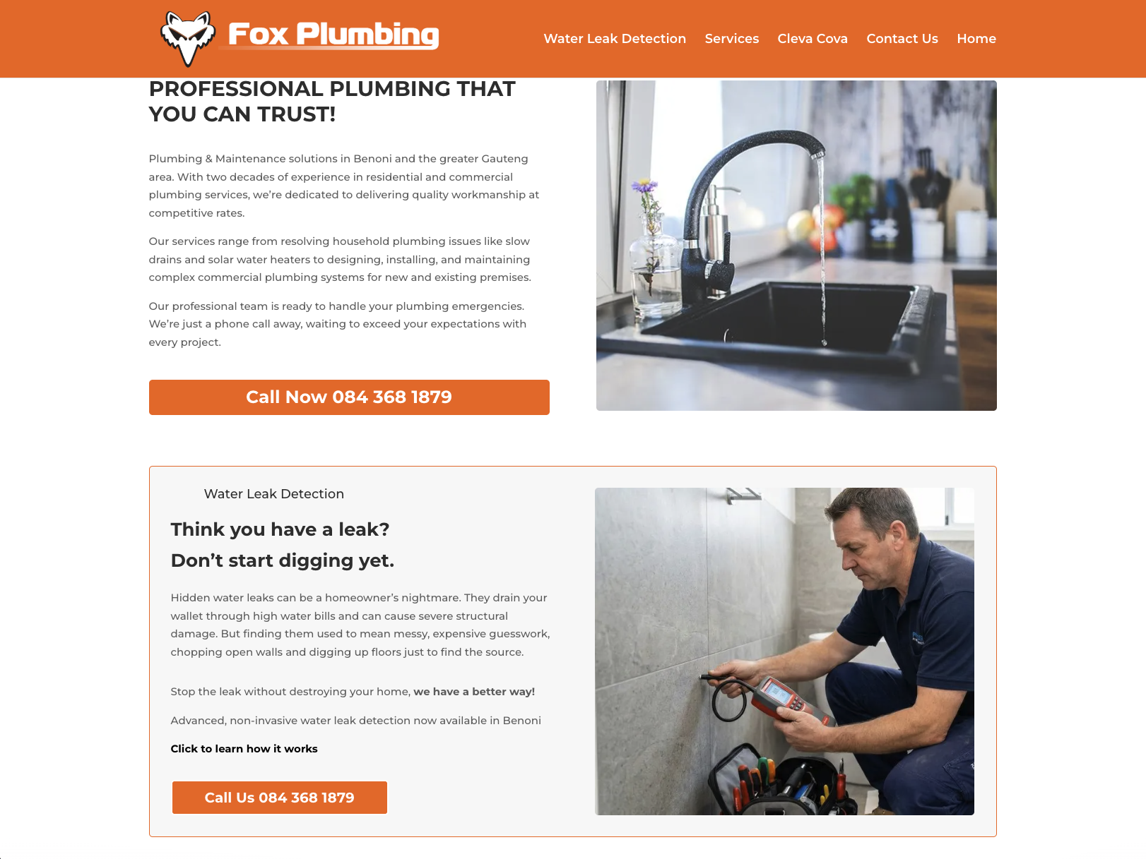 foxplumbingsa.co.za website screenshot