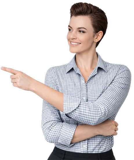 Professional marketing consultant pointing