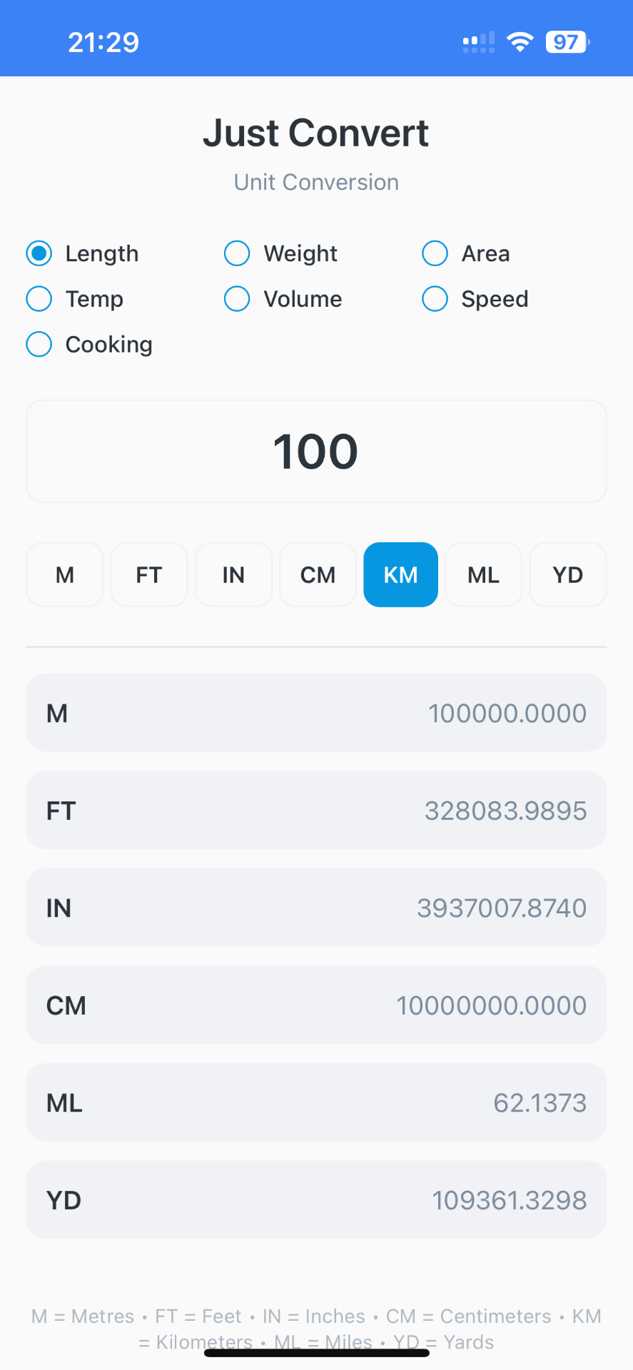 JustConvert app screenshot