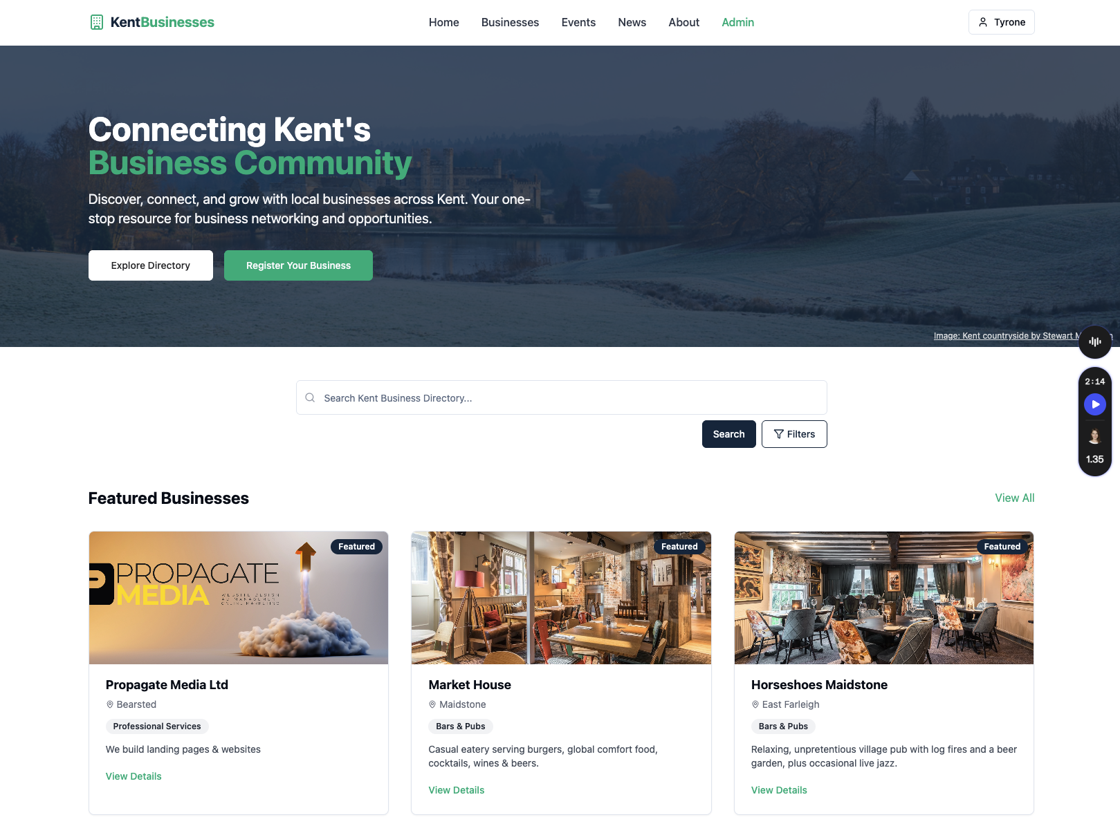kentbusinesses.com website screenshot