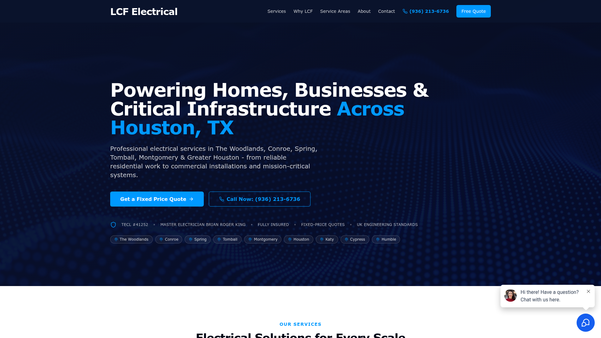 lcfelectrical.com website screenshot