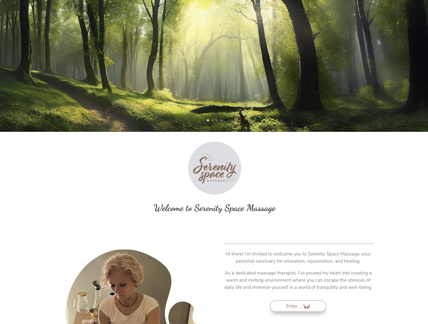 serenityspacemassage.com website screenshot