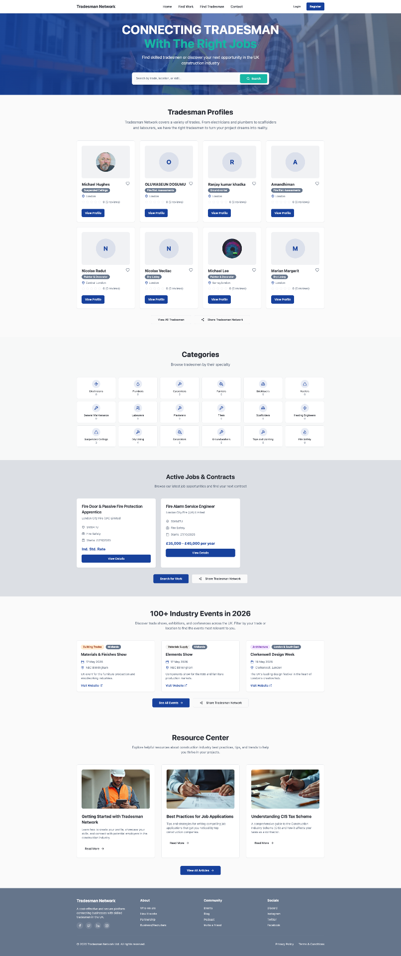 app.tradesman.network website screenshot