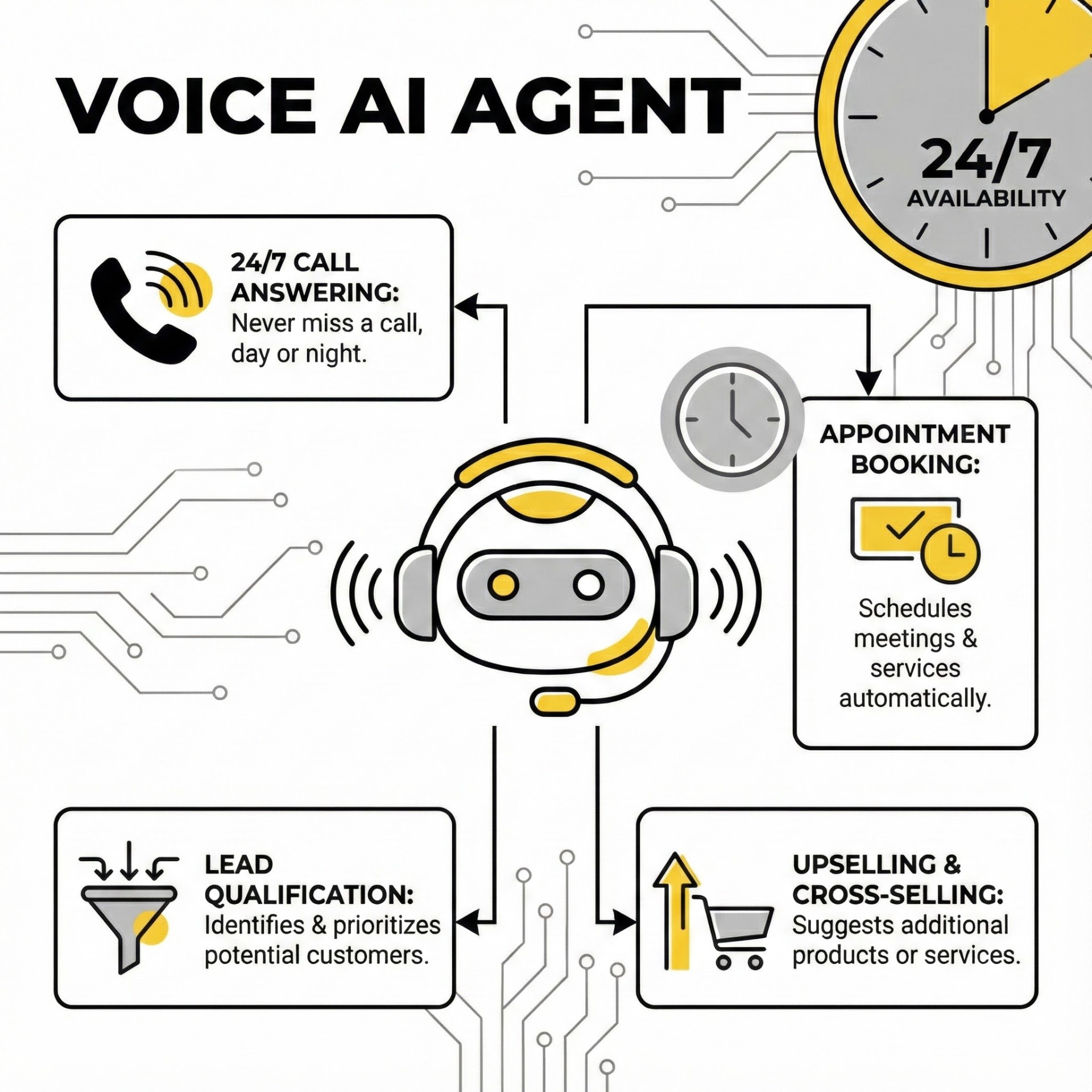 Voice AI Agent - 24/7 call answering, appointment booking, lead qualification, and upselling